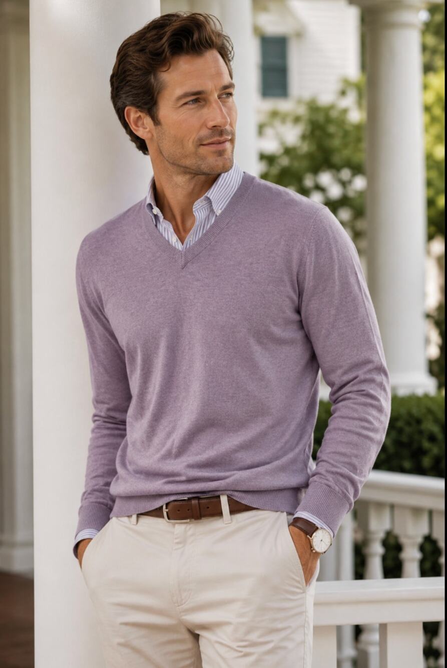 Banana Republic Silk Cotton Old Money Premiumlux Yarn V-Neck Pullover Men's Sz M